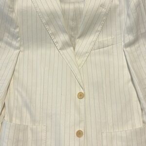 Banana Republic Cream Pinstripe Jacket (38Reg 32 Waist)